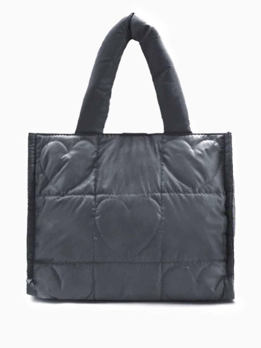LIKE DREAMS KIARA BLACK QUILTED PUFFER HEART-EMBOSSED TOTE/ SHOULDER BAG nwot